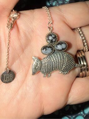 TRB Jewelry Co. Armadillo Pendant Necklace with Snowflake Stones